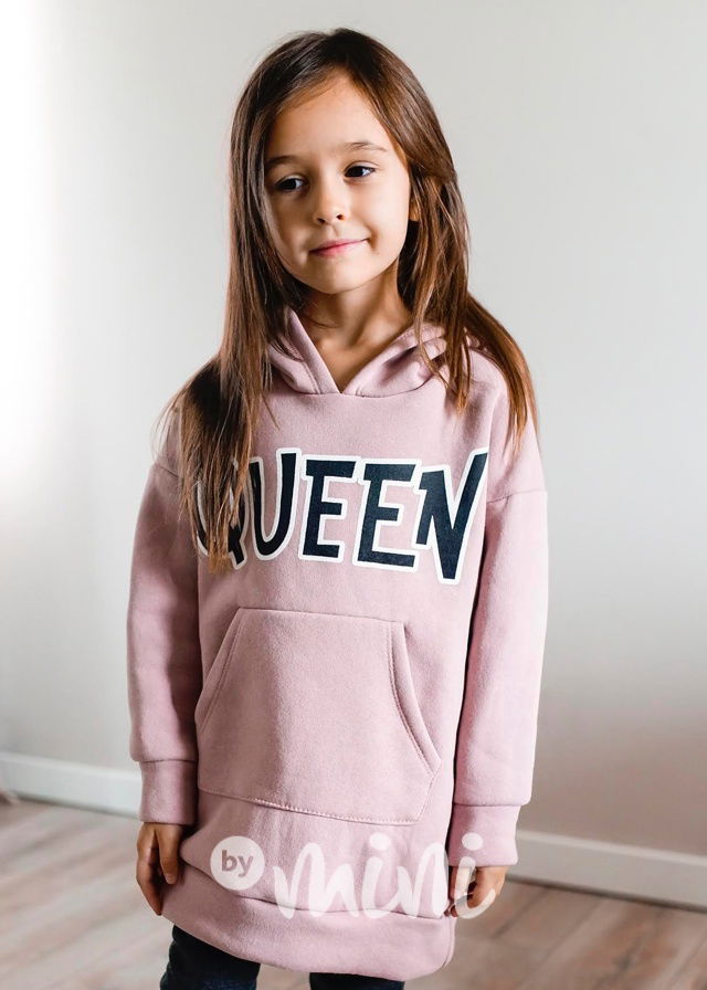 QUEEN zateplená mikinová tunika pudder