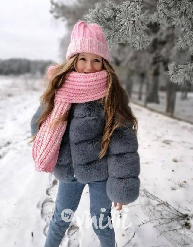 PREMIUM zimní kožíšek šedý