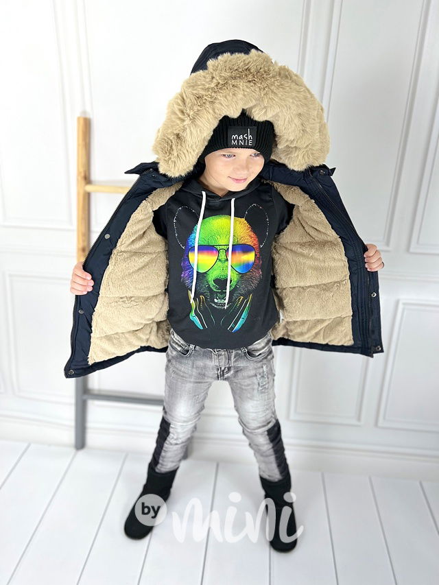 Zimní parka s kožíškem dark blue