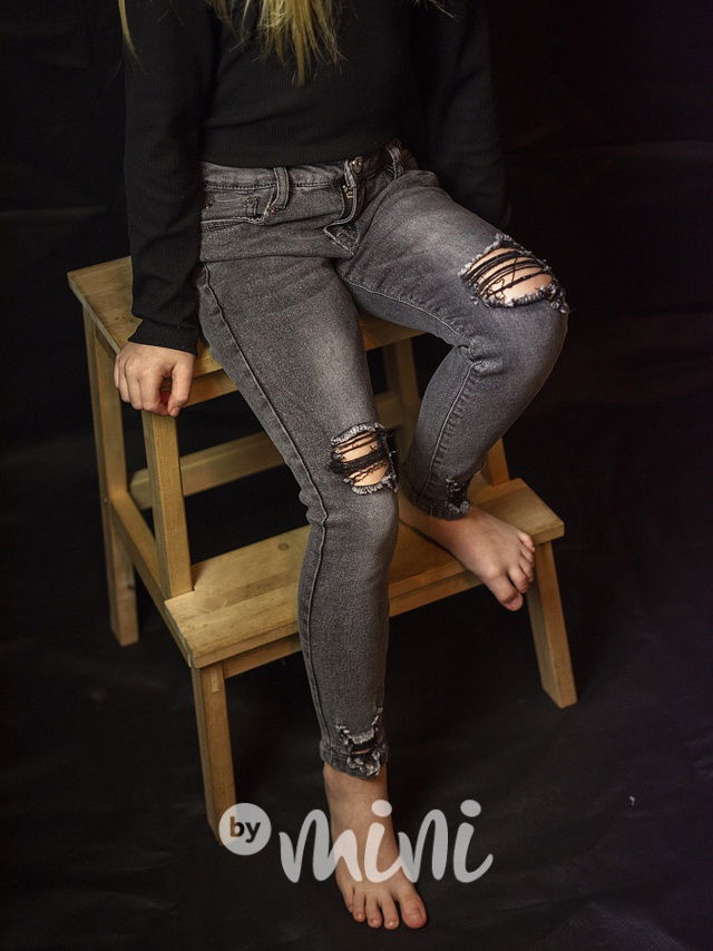 Slim ripped jeansy vintage grey