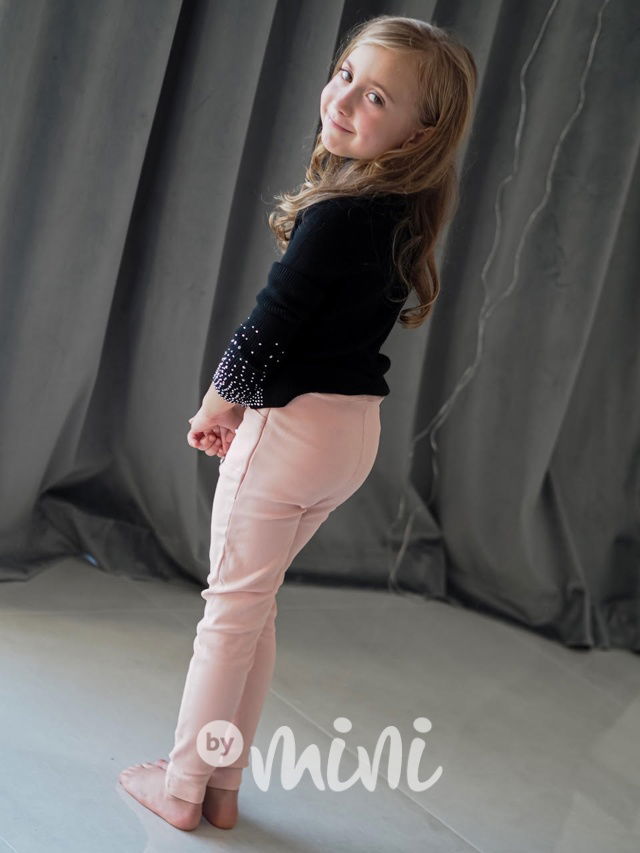 Růžové stretch kalhoty s knoflíky