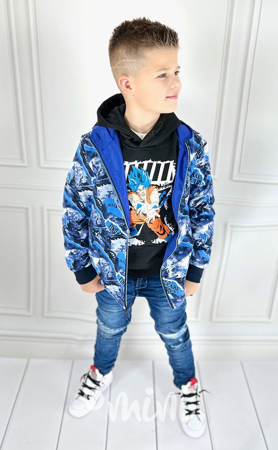 Oboustranná delší bunda modrá