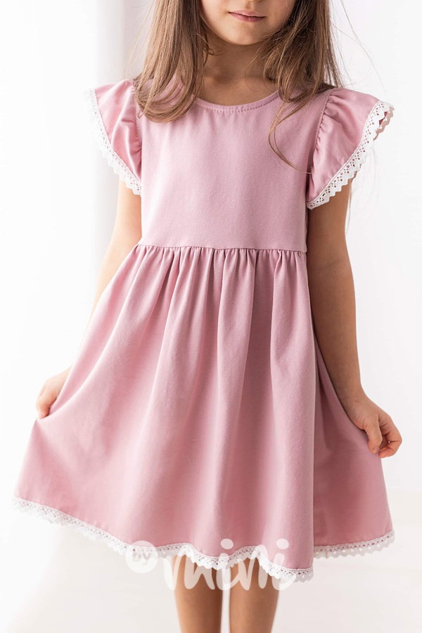 Lily Grey romantic boho šaty s krajkou pudder pink