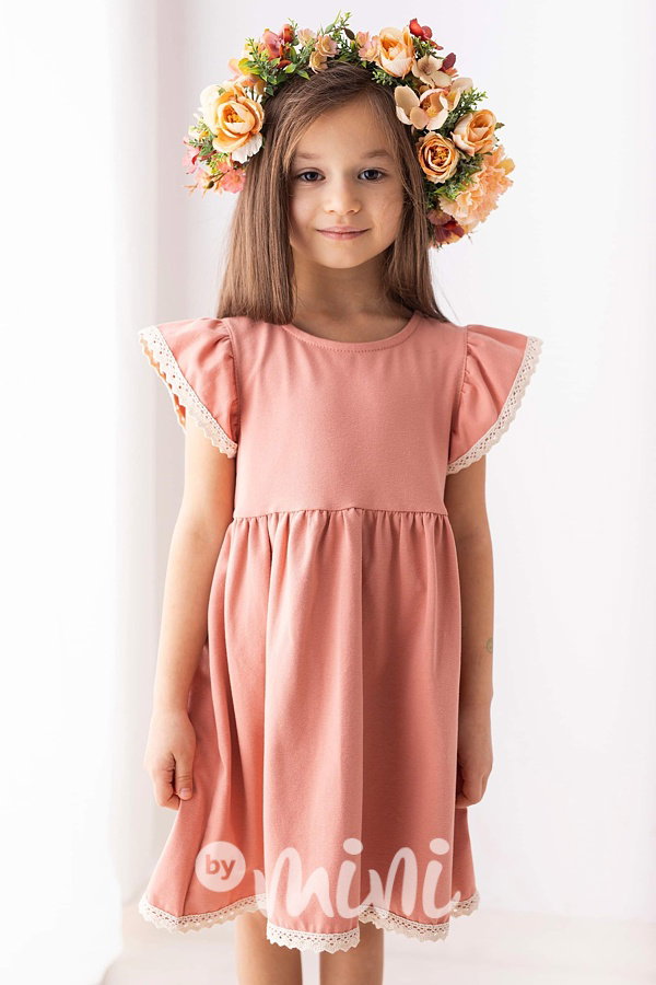 Lily Grey romantic boho šaty s krajkou peach