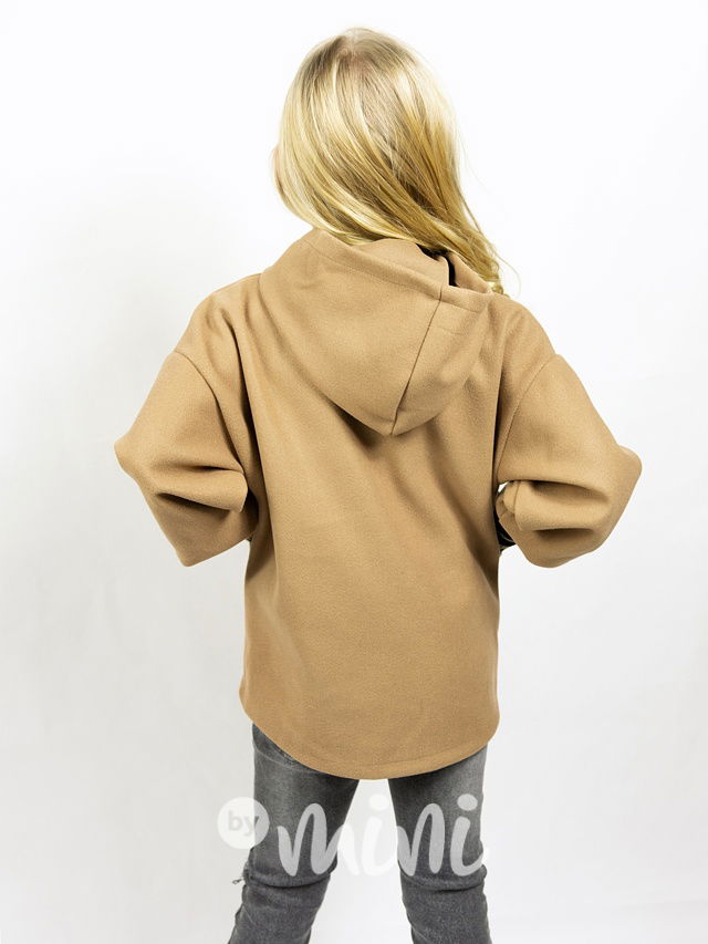 Flaušová bunda s dlouhými náplety béžová