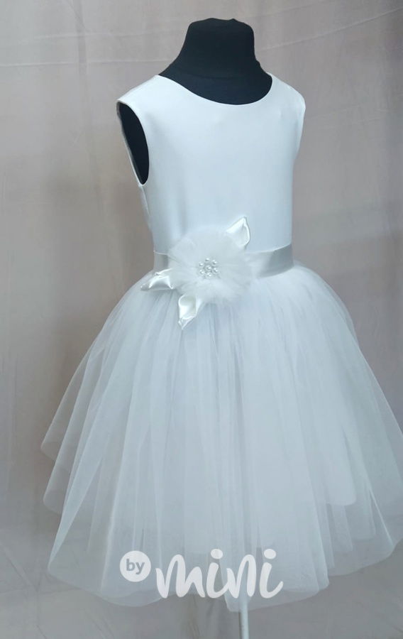 Luxusní šaty pro družičky flower pearl bílé