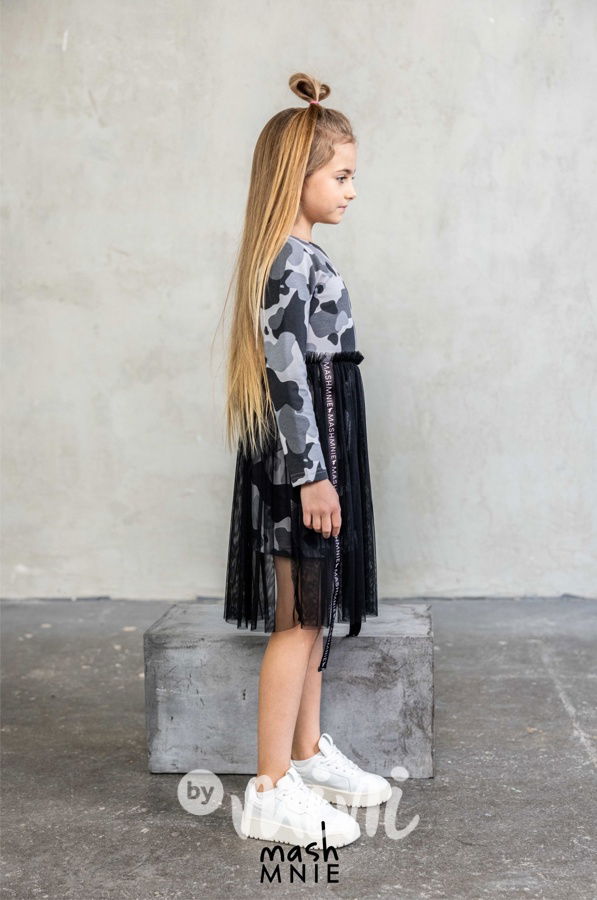 Mash Mnie midi šaty s tylem army