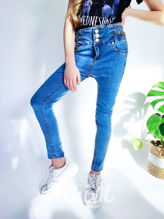 Slim jeansy se zvýšeným pasem blue