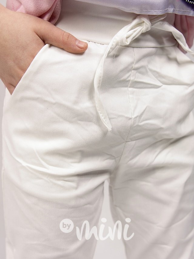 Stretch kalhoty s mačkaným efektem bílé