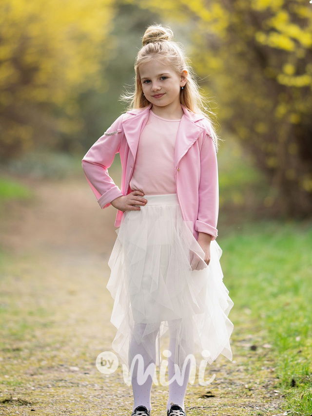 MIDI tylová dívčí sukně bílá