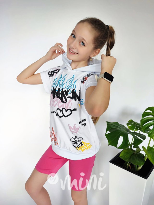 Graffiti hoodie triko bílé