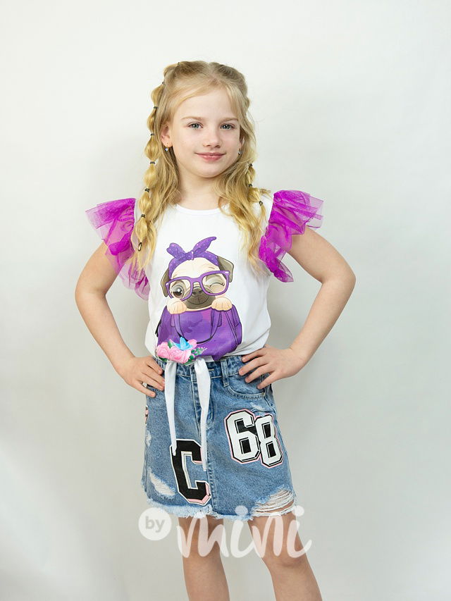 Mopsík triko s tylem lila