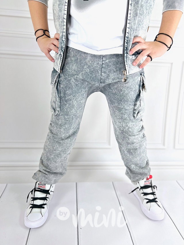 Acid wash jeans chlapecké baggy kapsáče