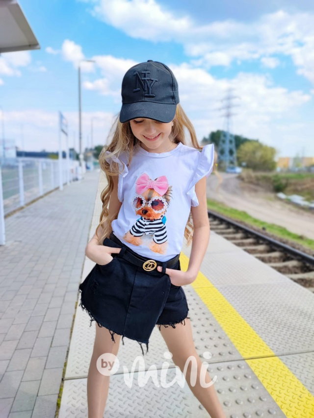 Černé ripped jeans sukňokraťasy s páskem