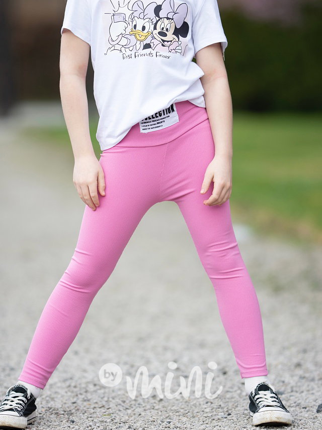 Žebrované legíny Collection barbie pink