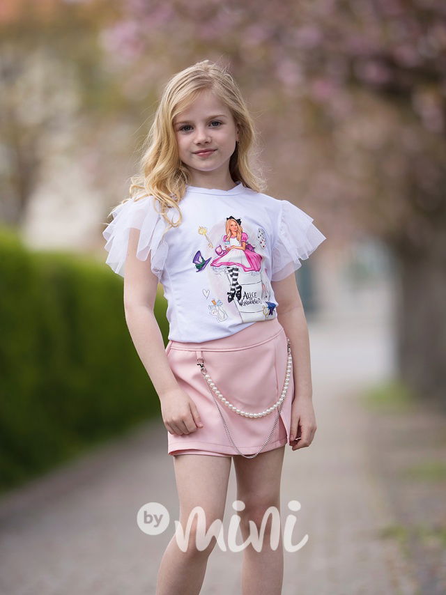 Růžové sukňokraťasy s řetízkem