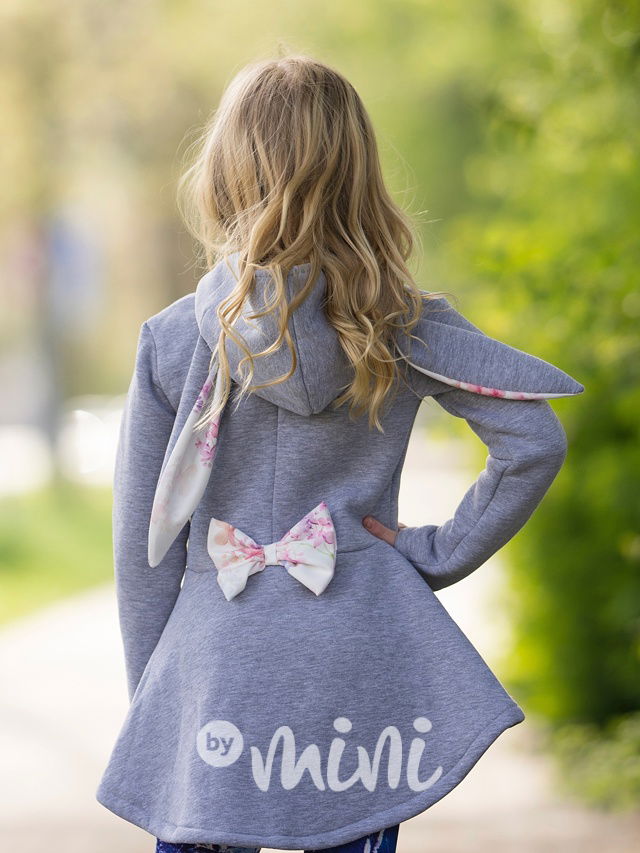 Bunny vyteplený mikčokabátek Flower šedý