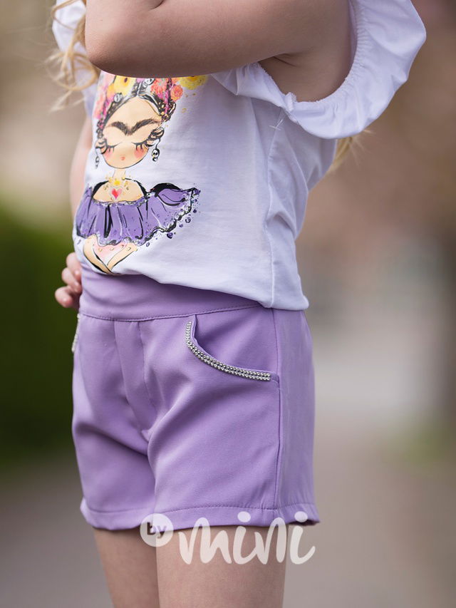 Lila kraťasy s kamínky