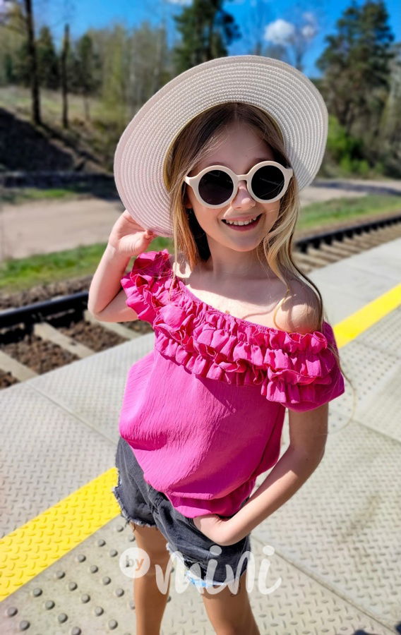 Hispánská crop blůzka malinová