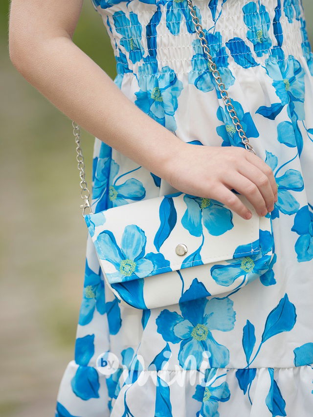 Blue blossom šaty s kabelkou