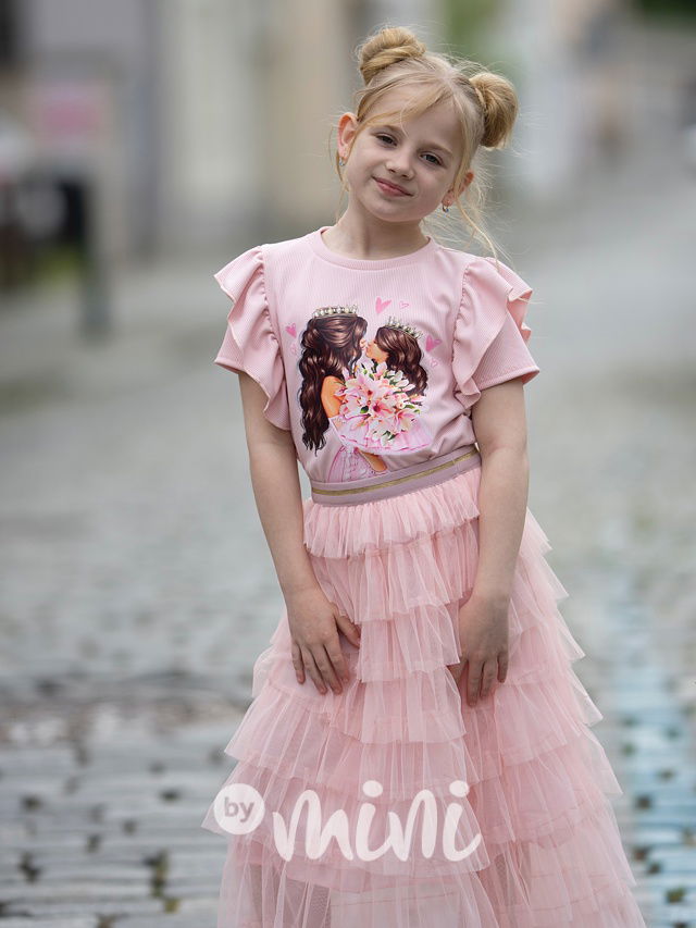 Princess žebrovaná blůzka růžová