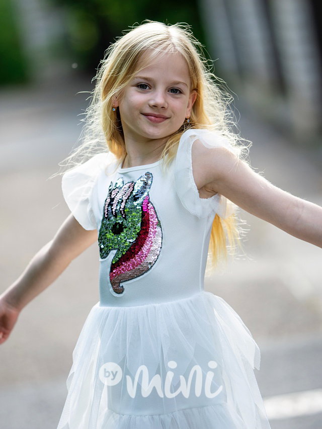 Unicorn tylové šaty white