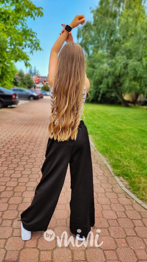 Fashion volné kalhoty s karabinou black