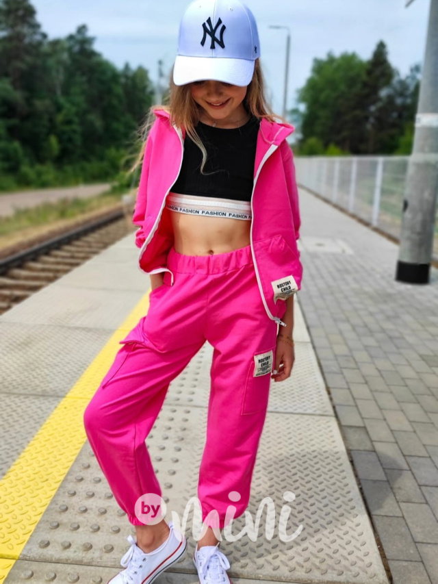 Mikina + cargo tepláky růžové