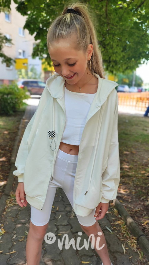 Oversize maxi hoodie mikina cream