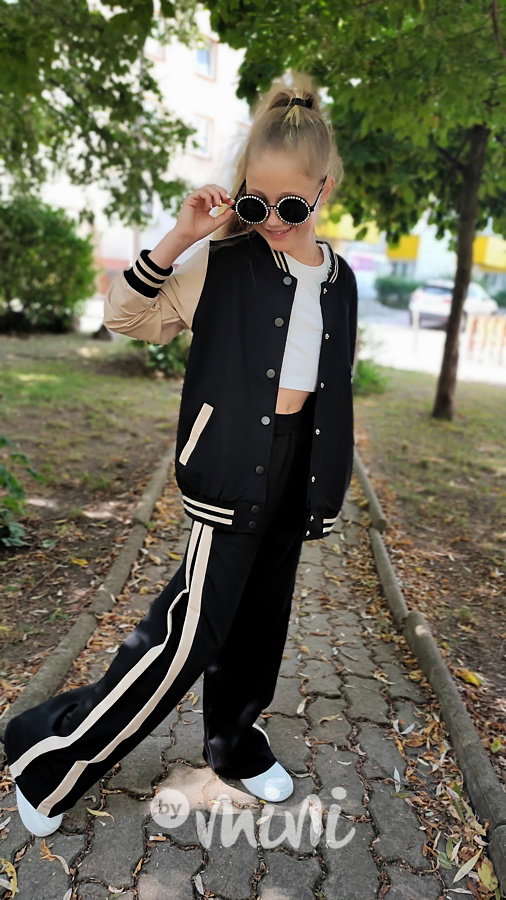 Fashion college mikina black/beige