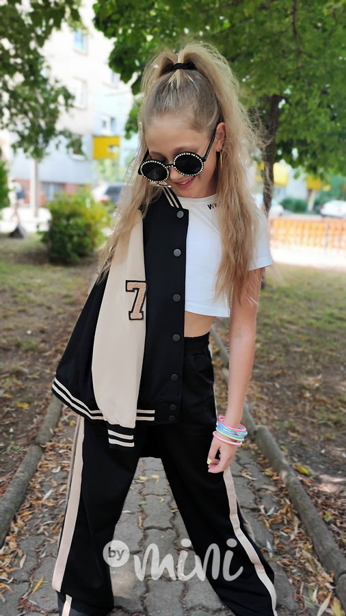 Fashion college mikina black/beige