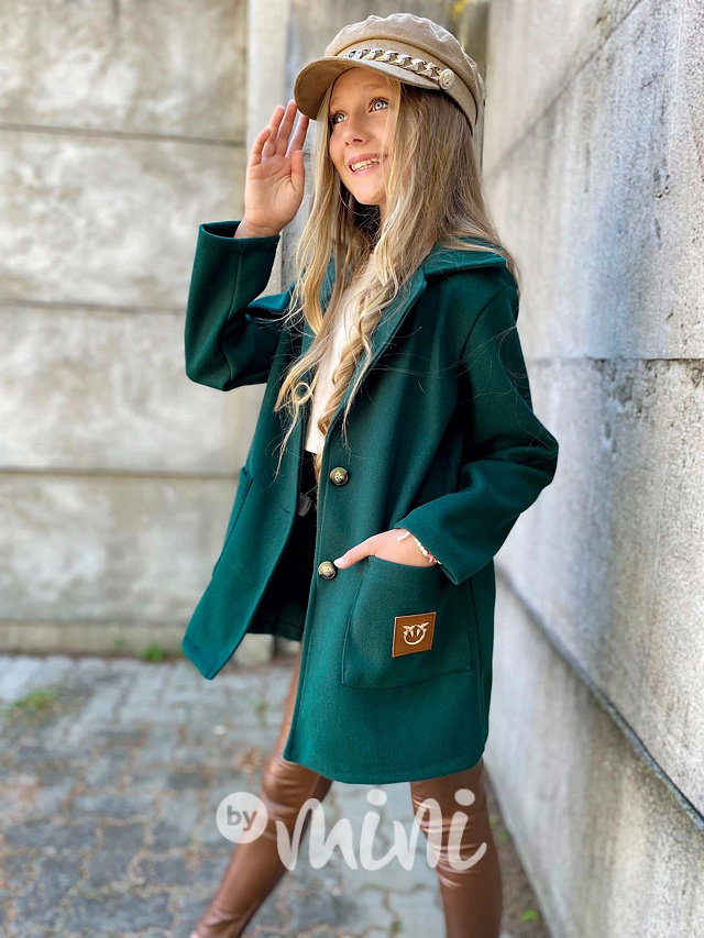 Flaušový kabát smaragd