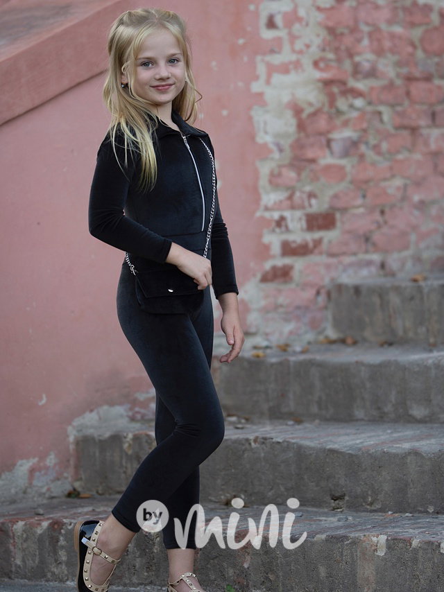 Velurový overal s kabelkou black