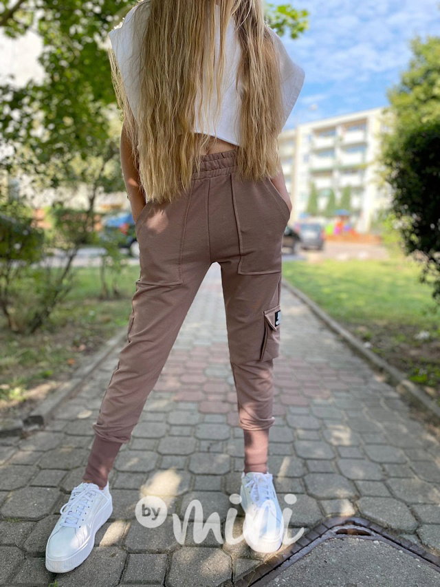 Cargo kalhoty s vysokým nápletem beige