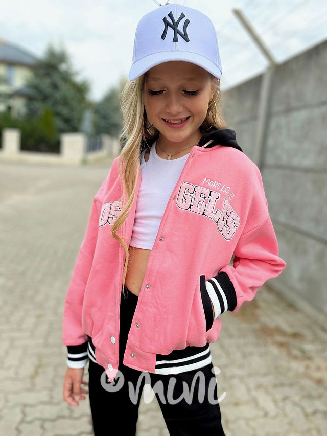 College hoodie mikinová bunda pink