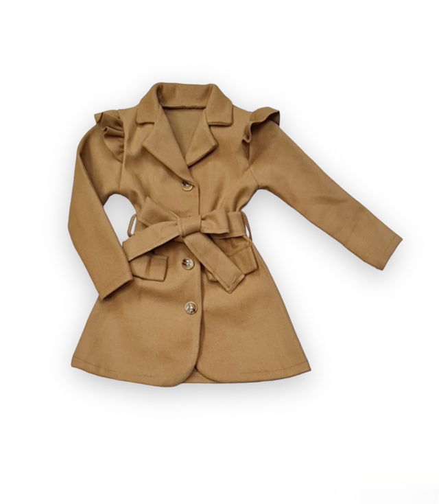 Flaušový kabát s řasením beige