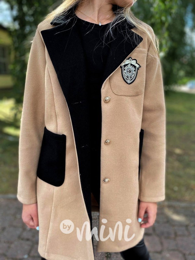 College flauš kabát beige/black