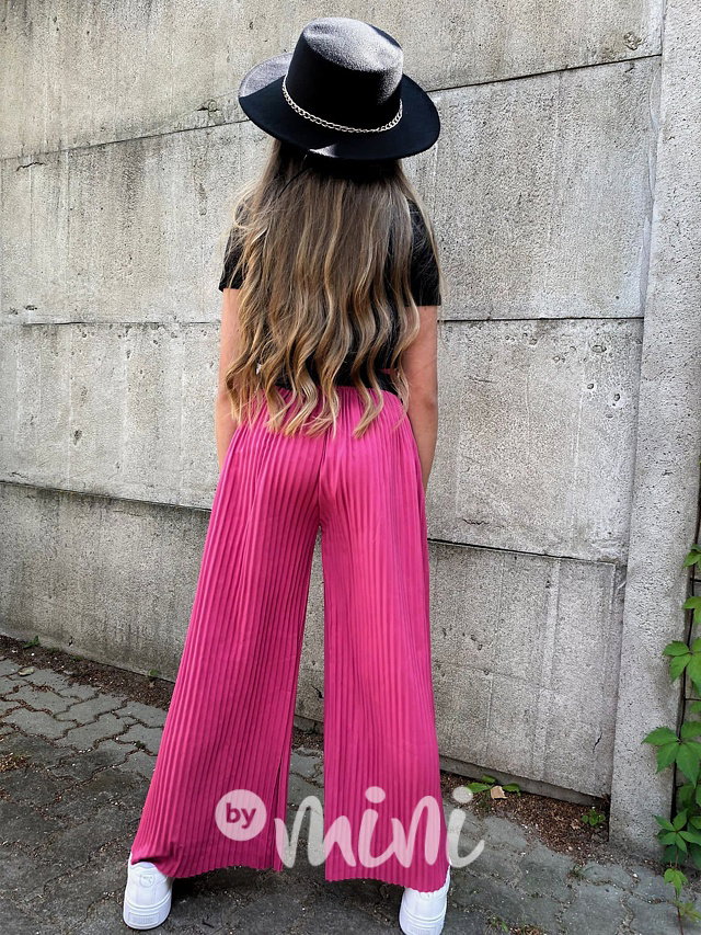 Plisované kalhoty s páskem pink