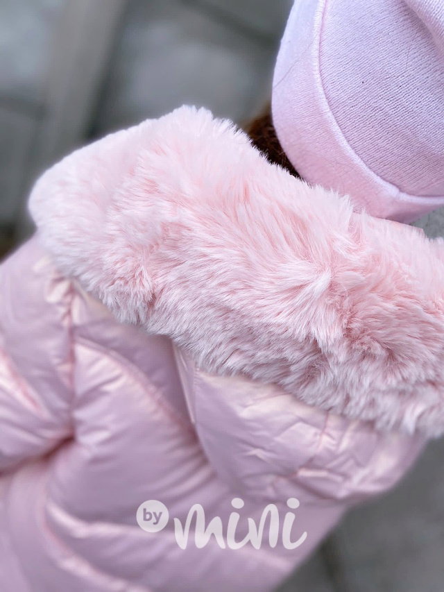 Zimní metalická long bunda pink