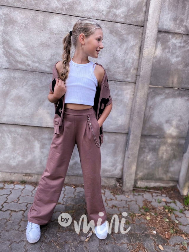 Pudrové kalhoty s řetízkem