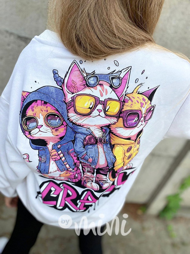 Crazy cats mikina white