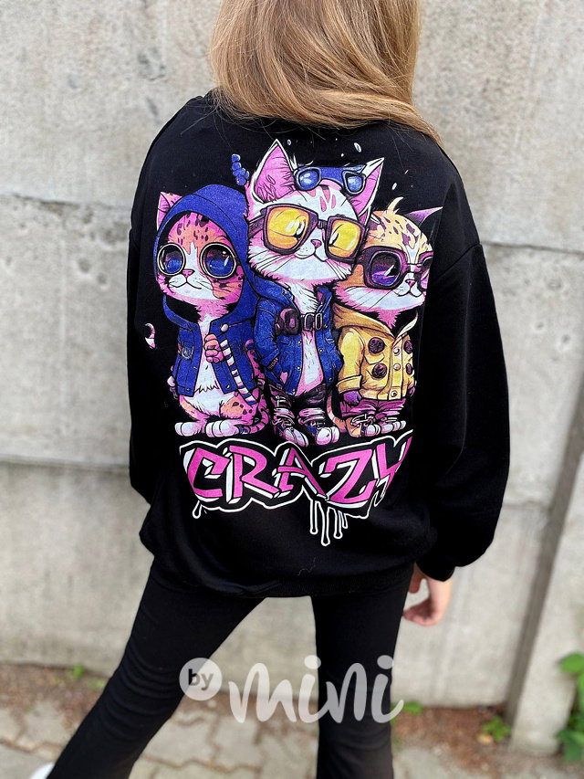 Crazy cats mikina black