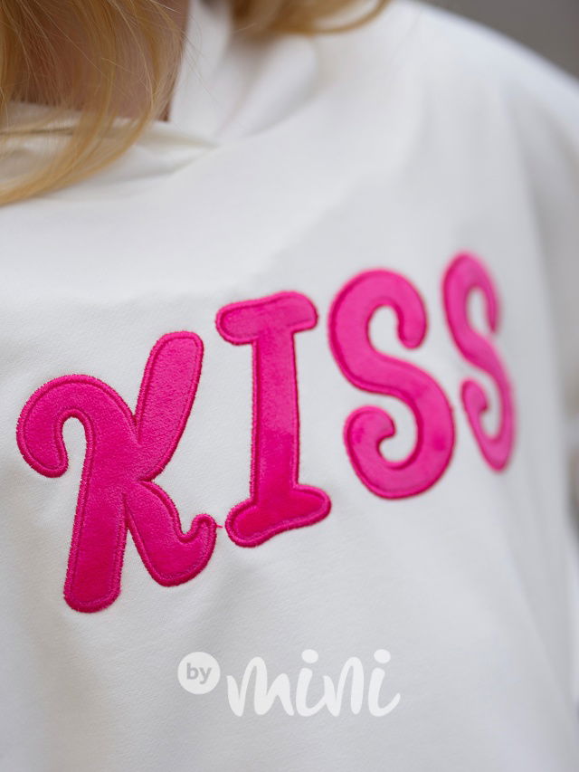 Mikina Kiss s rohy na kapuci cream
