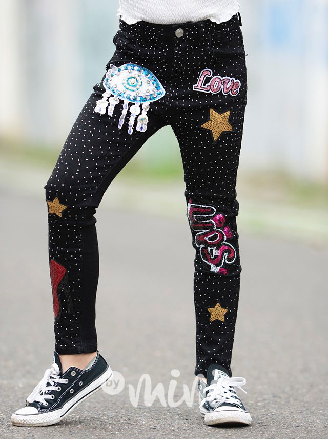 Fashion jeansy s aplikací black