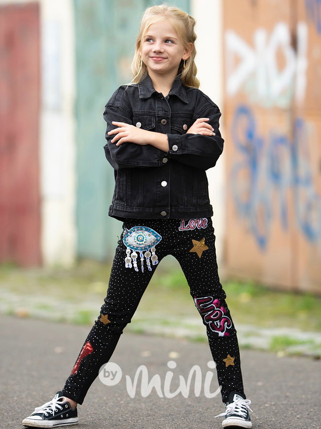 Fashion jeans bunda s aplikací black