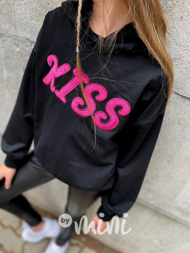 Mikina Kiss s rohy na kapuci black