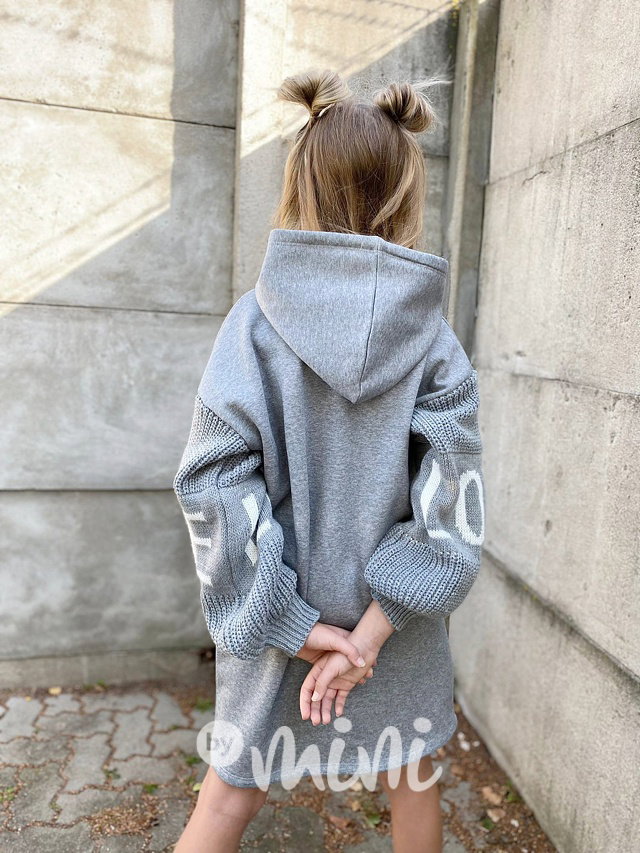 LOVE teplá hoodie mikina šedá