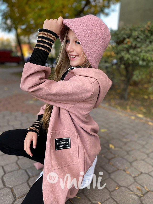 Fashion flauš kabátek s náplety pink