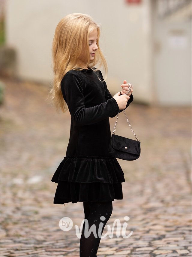 Soft velurové šaty s kabelkou black