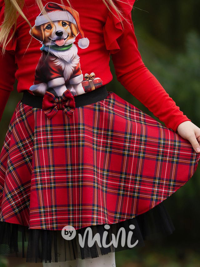 Red karo sukně